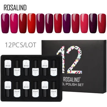 

ROSALIND Gel Varnish 12PCS/LOT Set for Manicure 7ML Acrylic Nail Polish Semi Permanent UV Soak off White Bottle Gel Of Nails Art