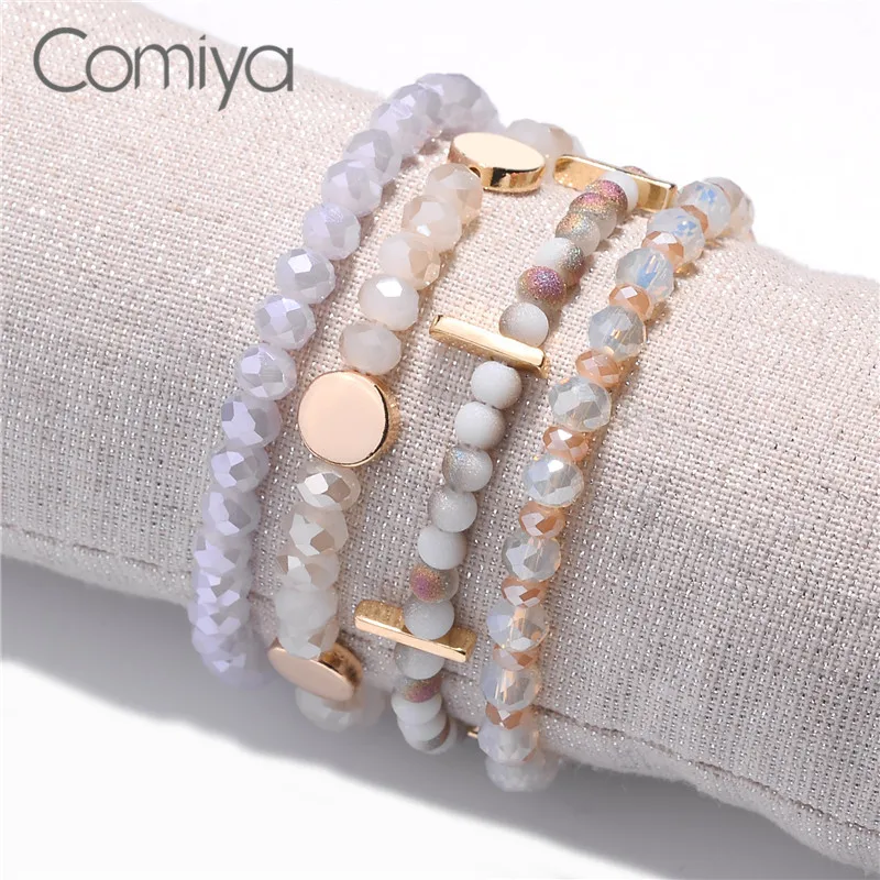 Comiya Bracelete Feminino, акриловые бусины, Набор браслетов, золотой цвет, цинковый сплав, геометрические амулеты, аксессуары, женский браслет