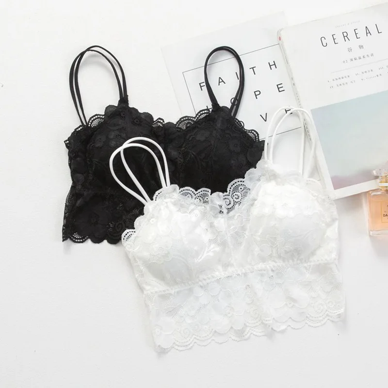 SP&CITY Summer Sexy Lace Camisole Bra Women Invisible Push Up Bras Solid Soft Breathable Tube Top Girl Back Transparent Lingerie