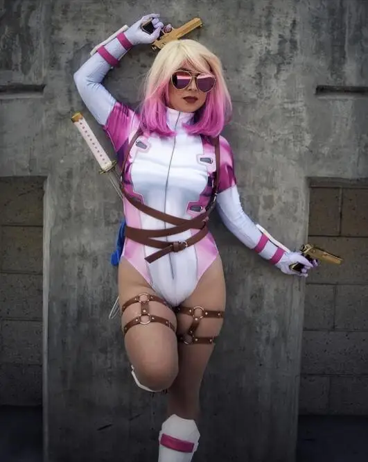 

Gwenpool Costume Spider Gwen and Deadpool Cosplay Costume 3D Print Zentai Halloween Costumes for Woman Custom Made Lycra Catsuit