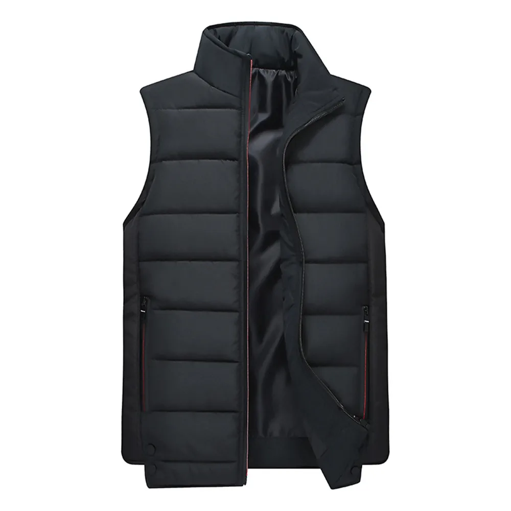 

2019 Mens Winter Sleeveless warm Jacket Men Down Vest Men's Warm Thick Hooded Coats Male Cotton-Padded Work Homme Vest 3XL