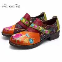 Genuine cow leather brogues designer vintage flat casual shoes round toe handmade oxford shoes for women yellow 2019 spring