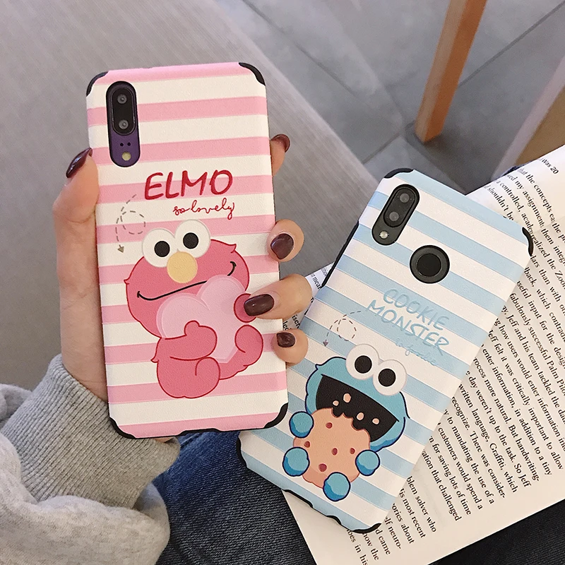 

Relief Cases for Huawei P10 P20 P30 Pro Lite Nova 3 3i 4 5 Mate20Pro Cute Sesame street cover For Honor 8X 10 20Pro V20 Play