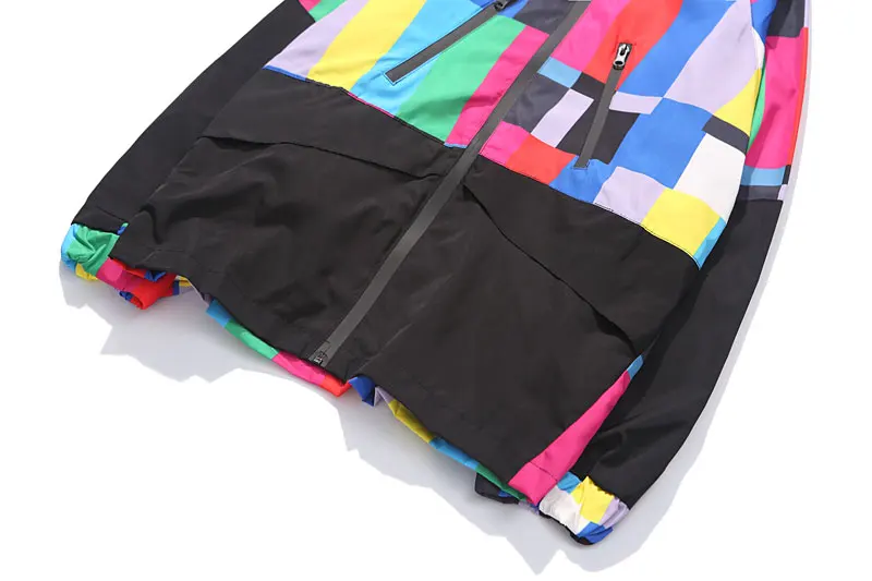 Multi Color Block Patchwork Hooded Zip Up Jacket 3