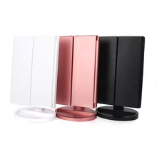 180 Degree 3 Folding Adjustable Makeup Mirror With Led Light Makeup Mirror LED Touch Screen 1X/2X/3X Magnifying Vanity Mirror frameless vanity mirror with light hollywood makeup lighted mirror 3color light cosmetic mirror adjustable touch screen 58 46cm