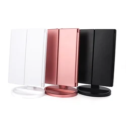 180 Degree 3 Folding Adjustable Makeup Mirror With Led Light Makeup Mirror LED Touch Screen 1X/2X/3X Magnifying Vanity Mirror 180 Degree 3 Folding Adjustable Makeup Mirror With Led Light Makeup Mirror LED Touch Screen 1X/2X/3X Magnifying Vanity Mirror