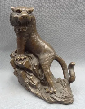 

WBY 005137 9" Chinese Pure Bronze Zodiac Fierce Hill Up Tiger Statue Animals Sculpture (A 0319 discount 35%)
