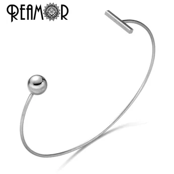 

REAMOR 316l Stainless Steel Expandable Cuff Bangles Adjustable Open Charm Wire Bracelet Fashion Jewelry For Female Love Gift