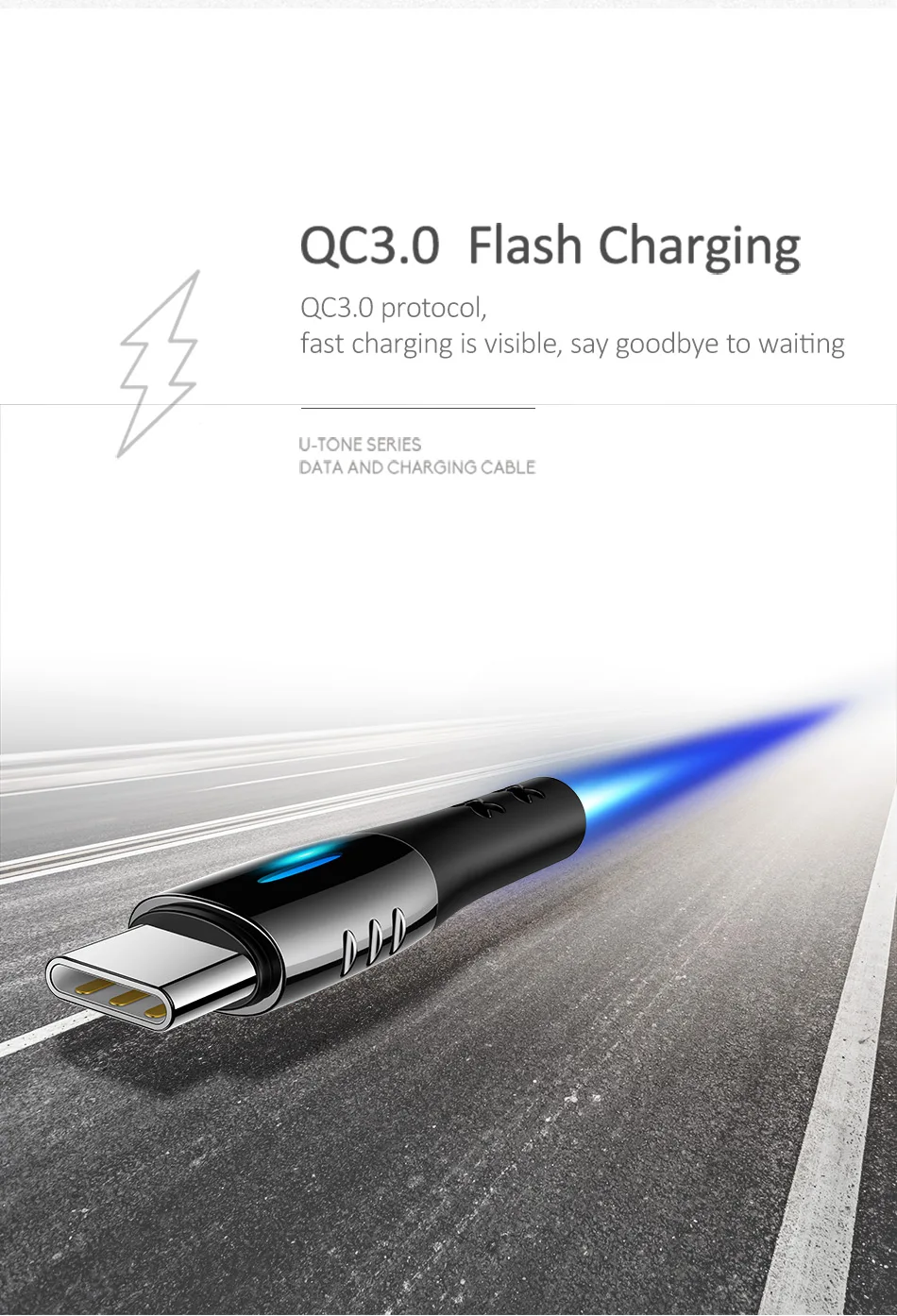 USAMS Тип usb C кабель интеллигентая(ый) Мощность Off QC3.0 кабель USB type-C функцией быстрой зарядки кабель для Xiaomi Тип type-C для передачи данных провод для Samsung huawei