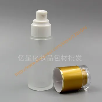 

60ml/80ml clear frosted Bottle With matte gold acrylic lotion pump,for lotion/essential oil/liquid cream,cosmetic glass bottle
