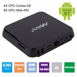 M8S плюс M8S + Amlogic S812 4 ядра ТВ коробка для Android 5,1 STB 2 ГБ + 8 ГБ Bluetooth 4 К Ultra HD Декодер каналов кабельного телевидения Media Player ЕС Plug