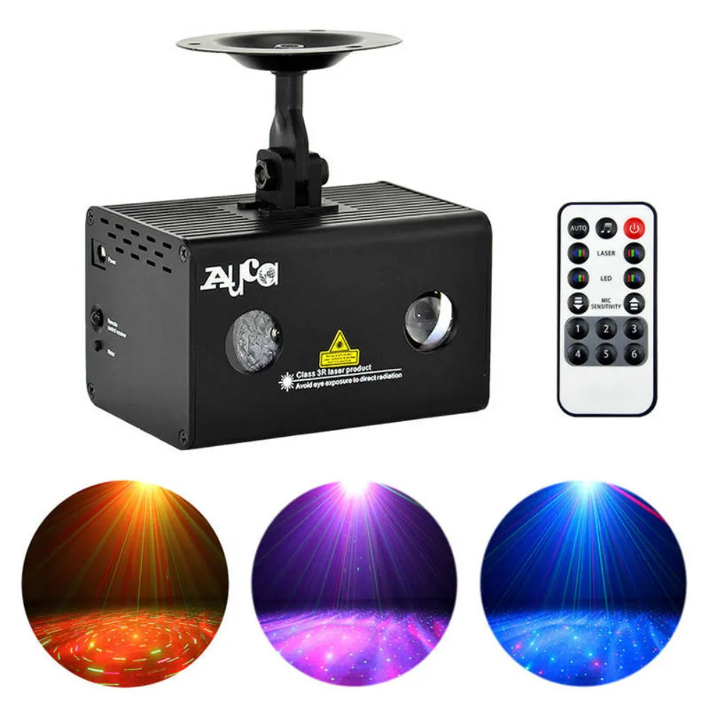 AUCD Mini Remote Galaxy Star RG Laser Projector Lights Mix Aurora RGB LED Effect Beam Lamp Home Party DJ Show Lighting LL-100RG | Лампы и