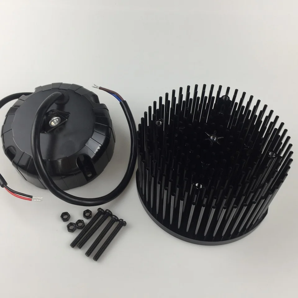 135mm pre-drilled aluminum radiator with Meanwell HBG-60-1400 4 bolts for CREE COB cxb3590 Citizen clu048 1212