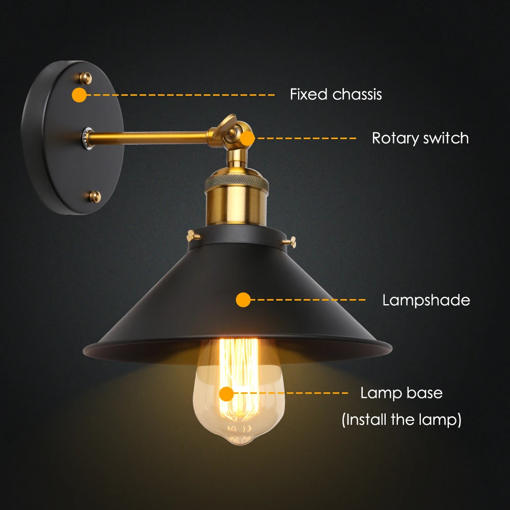 Настенные бра свет E26 E27 база черный промышленный винтажный настенный светильник Эдисон лампа для кафе клуб ресторан/спальня домашний декор