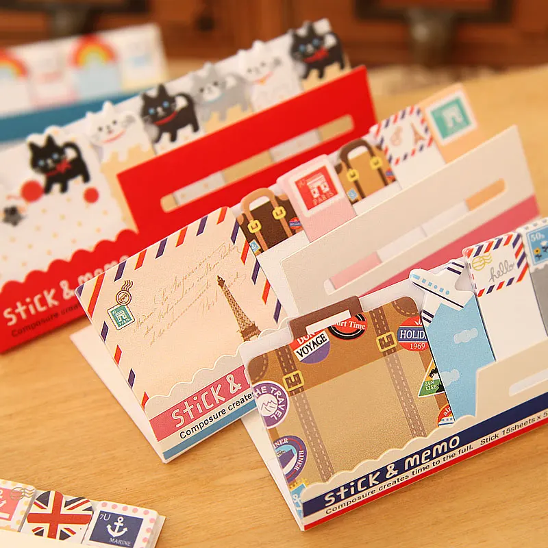

8 pcs/Lot Vintage sticky notes Travel memo pad sticker for diary planner scrapbooking office tools School supplies F511