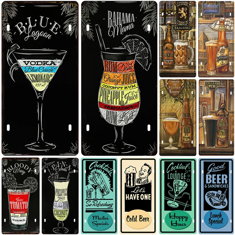 

Cocktail Number Car Metal License Plate Plaque Metal Vintage Tin Sign Metal Signs Vintage Bar Decoration Metal Poster Pub Pin Up
