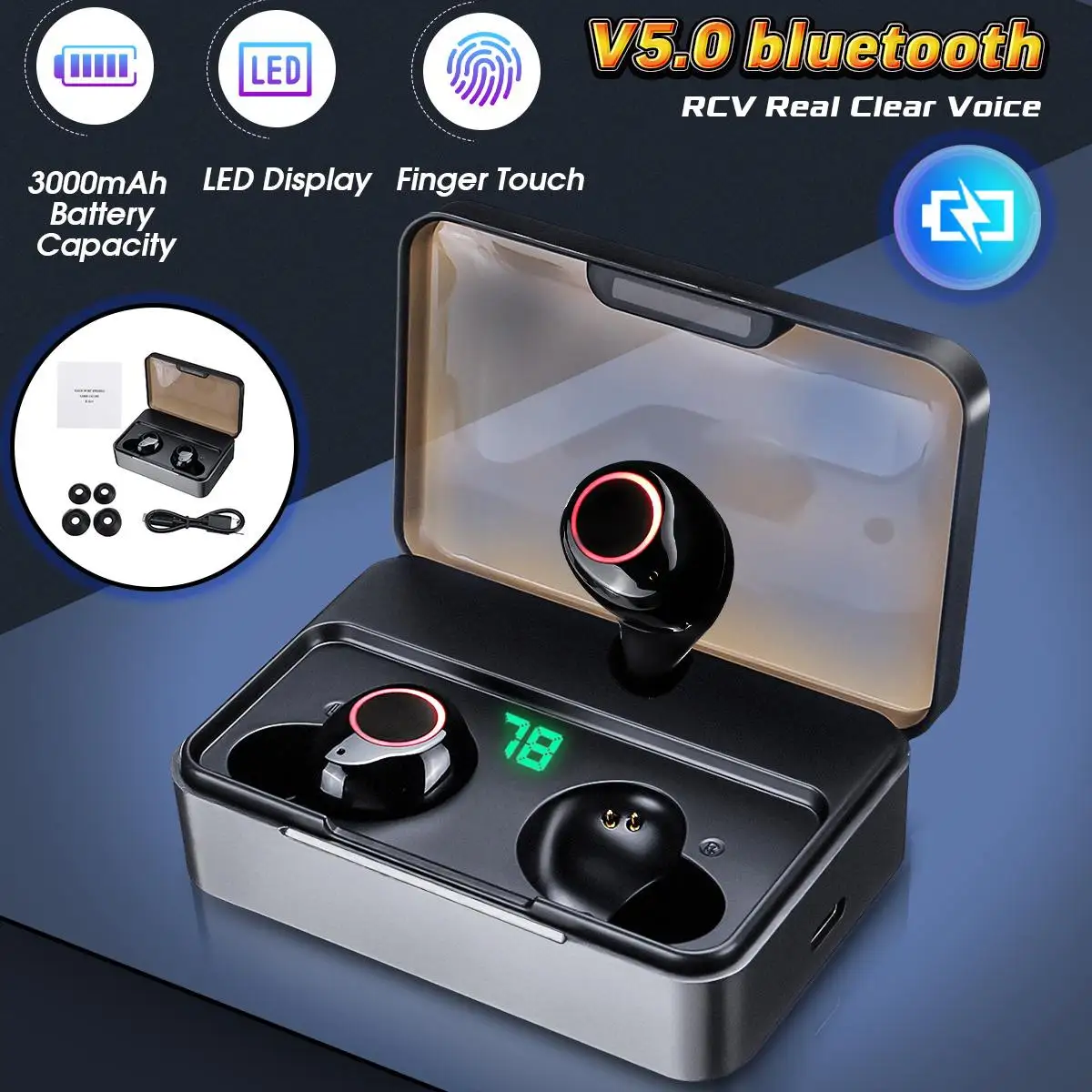 KINCO TWS беспроводные наушники для bluetooth 5,0 гарнитура RCV 5D стерео 3000 мАч вкладыши для samsung для Xiaomi IPX5 Водонепроницаемый
