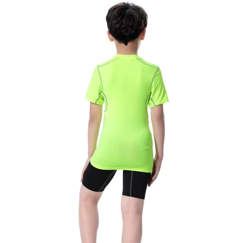 Детская спортивная одежда эластичные дышащие быстросохнущие топы Спортивные с короткими рукавами для мальчиков и девочек ASD88