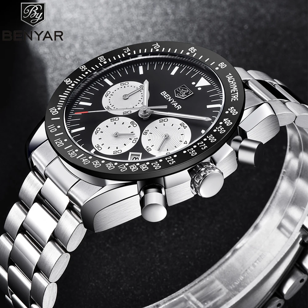 

BENYAR Top Brand Luxury Mens Watches Waterproof Business Quartz Sport Watch Men Stainess Steel Cock Male Relojes Hombre 2018