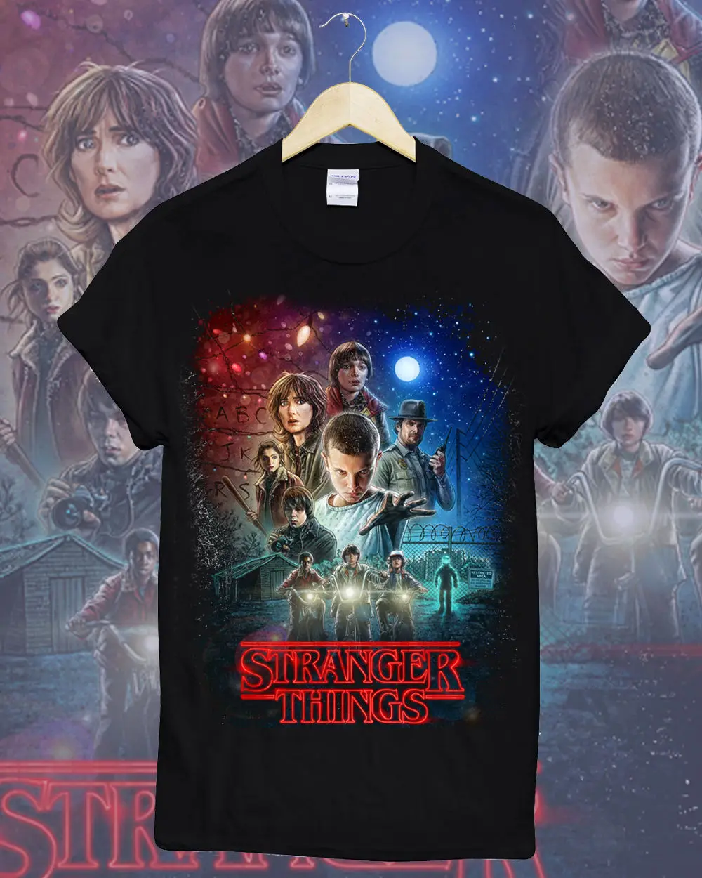 

STRANGER THINGS POSTER SEASON 1 ELEVEN NETFLIX TV SHOW UNISEX T SHIRT - BBMT230 New T Shirts Funny Tops free shipping