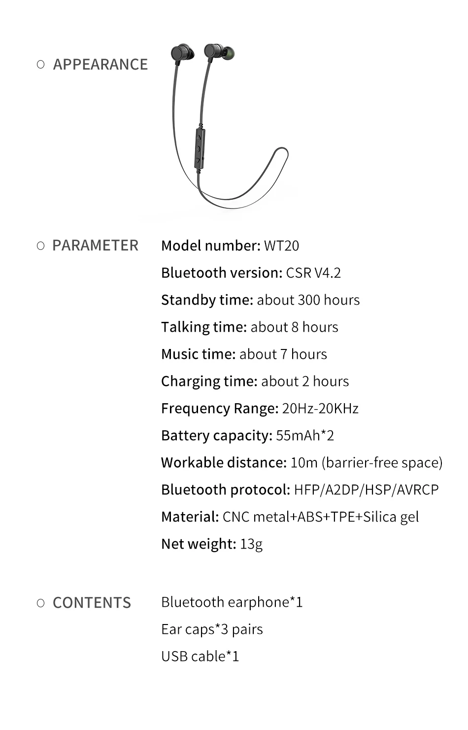 AWEI WT20 оригинальные беспроводные наушники-вкладыши Bluetooth спортивные наушники Hi-Fi стерео звук Магнитный дизайн громкой связи для игр с микрофоном