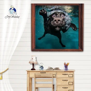 

JOY SUNDAY Diy Diamond Painting 3D Diamond Embroidery black dog Pictures Of Rhinestones Hobbies And Crafts Material For Handmade