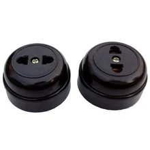 10pcs Retro Wall Switches Electrical Socket Surface Mounted Two-hole Outlet Socket Strip Old Single 10A Circular