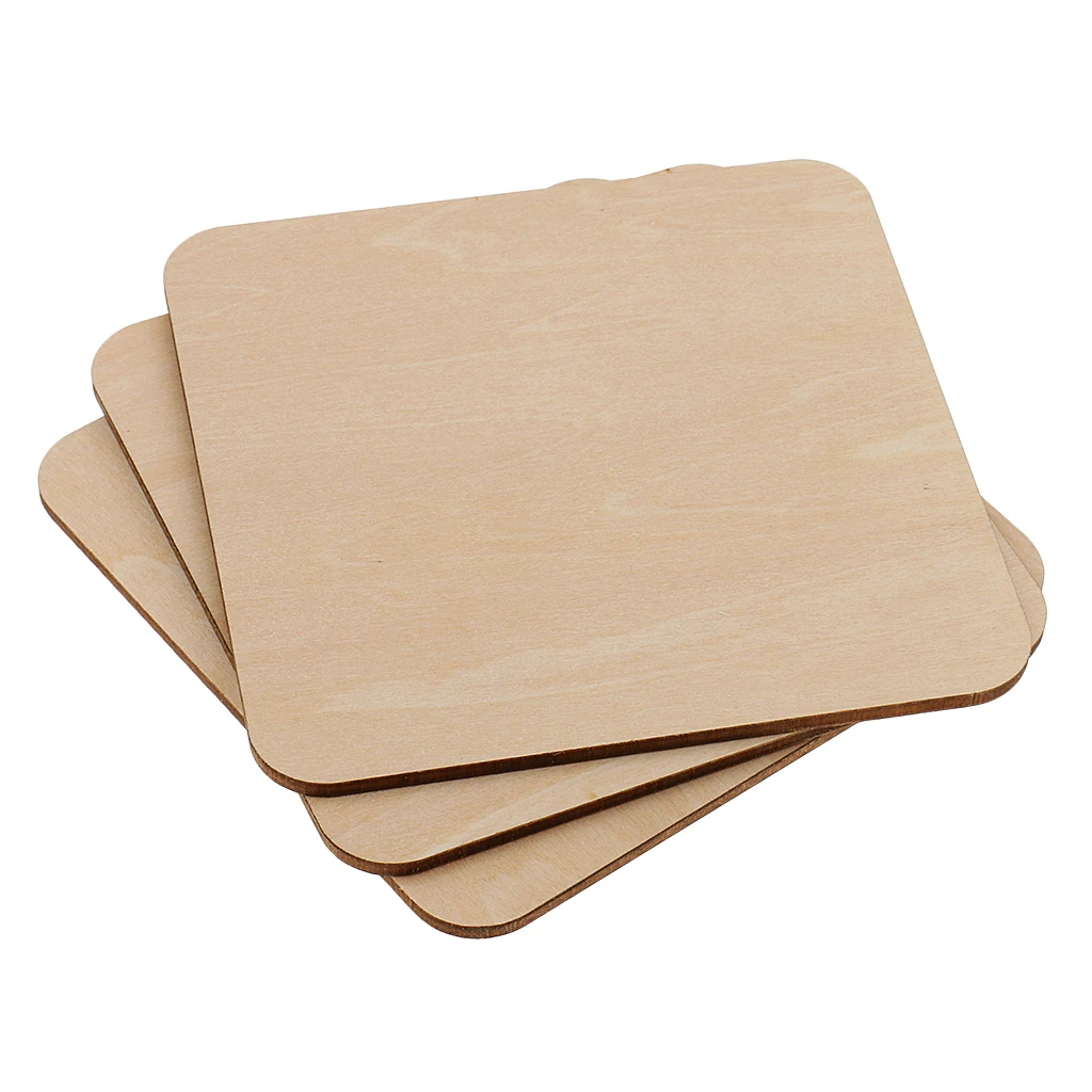 43 Pieces Square MDF Unfinished Wood Wooden Pieces Blank Plaque for DIY Crafts Model Building Engraving Painting 20/60/100mm