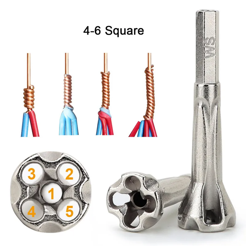 2,5-4/4-6 квадратный универсальный инструмент для скручивания проводов Электрический кабель быстрый соединитель автоматический скручиватель 5 зачистки проводов - Цвет: 4-6