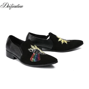 

Deification Luxury Design Mocasines Hombre Elegant Sequins Studded Mens Suede Loafers Casual Driving Shoes Plus Big Size 38-46