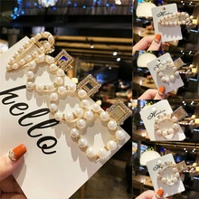 Женская жемчужная заколка золотистая шпилька слайдер Грипсы заколка Женская головной убор ободок Новое поступление аксессуары для волос