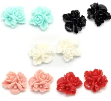 Doreen Box Lovely 50 Mixed Resin Flower Embellishments Jewelry Making Findings 16x16mm (B15613)
