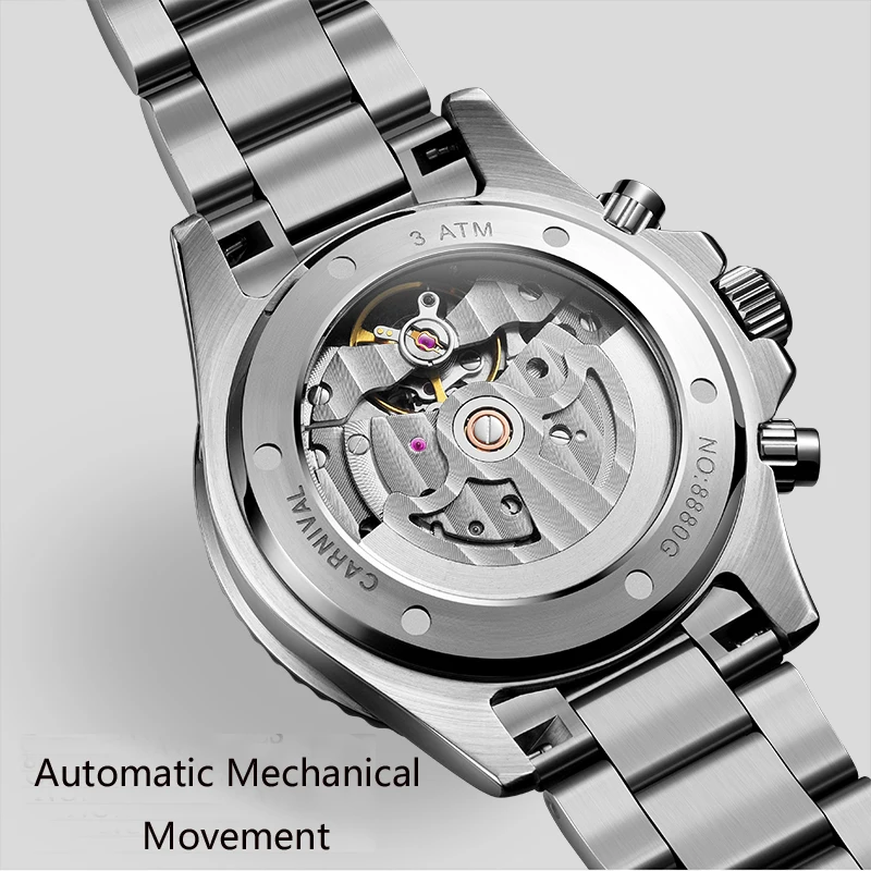 Новые автоматические механические часы для мужчин Топ Элитный бренд карнавал спортивные часы сапфир водостойкие для мужчин часы Reloj hombre