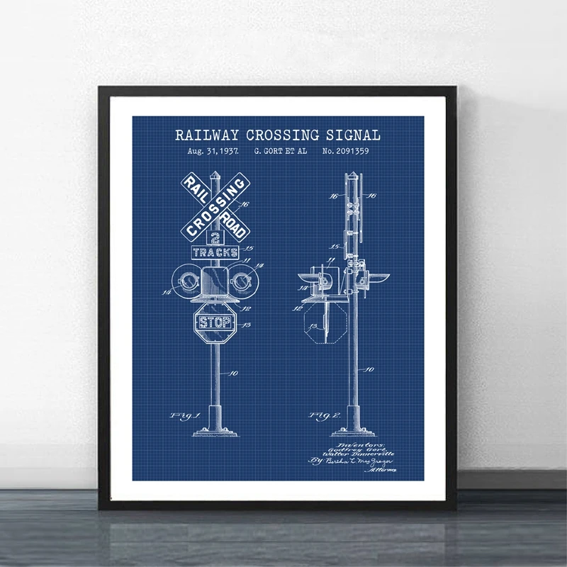 Railroad Signal Patent Painting Home Decor