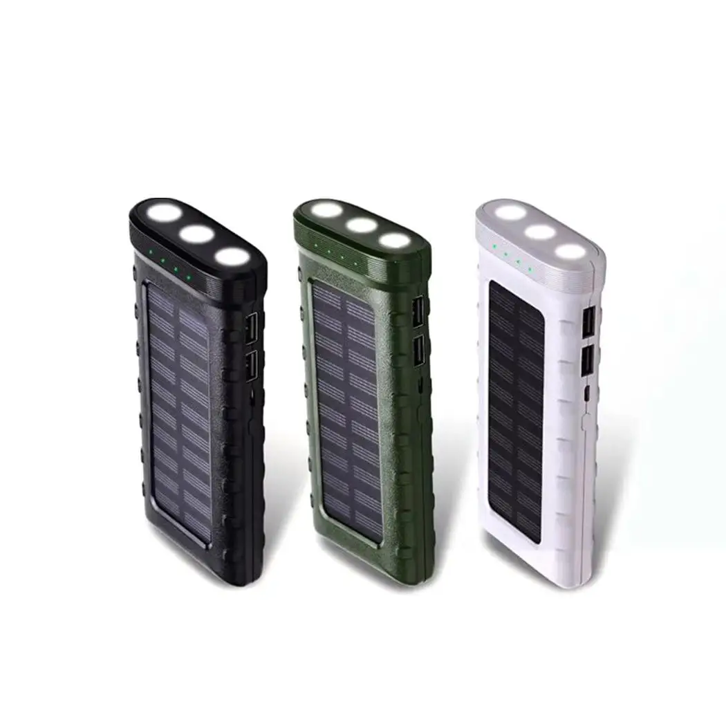 

Portable 13000mAh Solar Power Bank Dual USB Ports LED Flashlight Solar Power Bank External Battery Outdoor Charger For iPhone