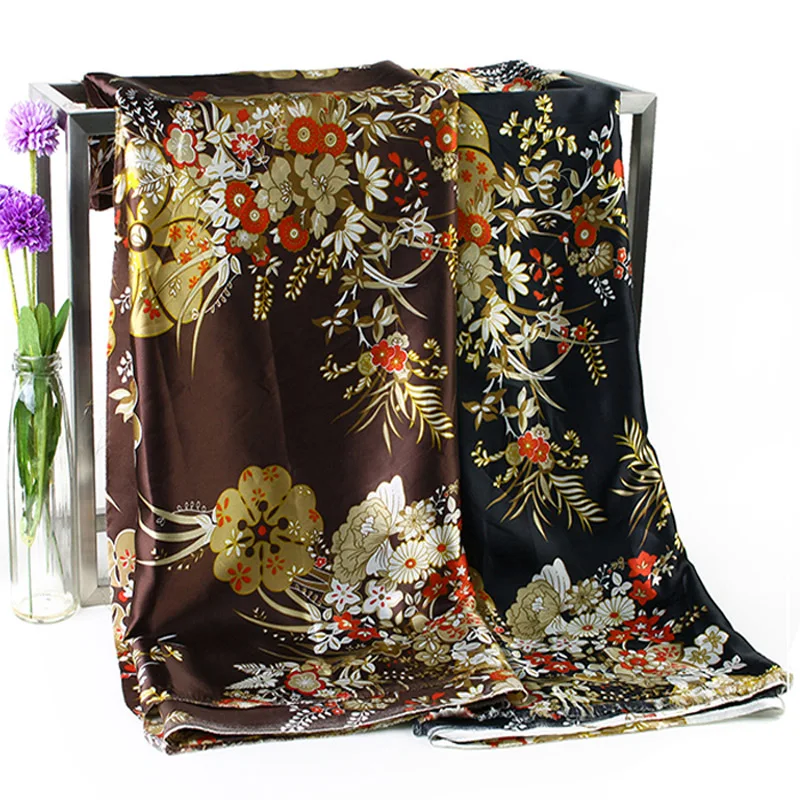 Глянцевая атласная ткань мягкий цветочный атлас Ткань 100 см* 150 см шелковистая печатная атласная Шармез шарф лента ткани