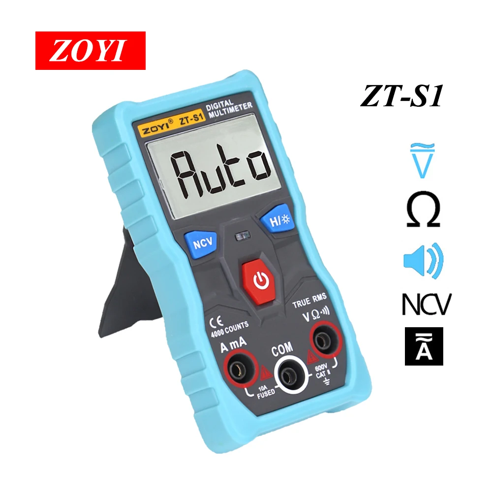 

ZOYI Digital Multimeter tester auto rangeTrue RMS Voltage/Current/Resistance tester with NCV DATA HOLD LCD backlight+Flashlight