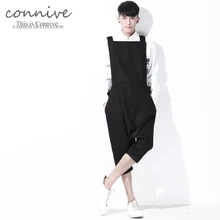 Осенние мужские новые цельные брюки черный мужской велосипедный комбинезон личности свободные Спагетти ремень комбинезон певица костюмы