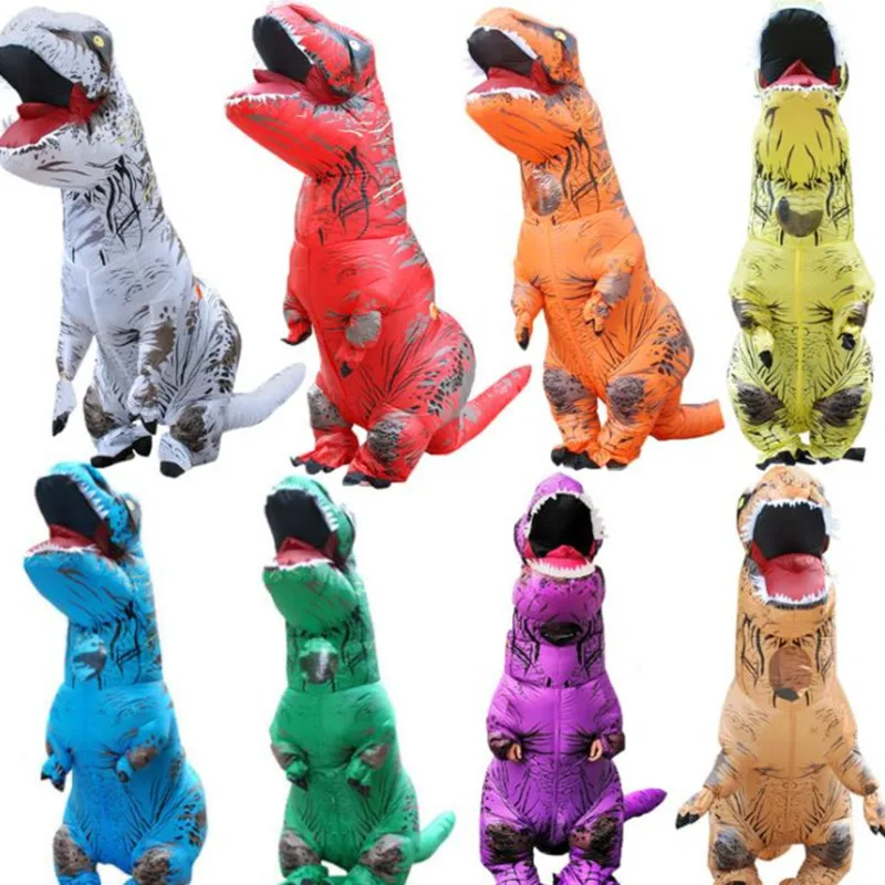 

kids child boys Adult Halloween Party Fancy Dress Carnival costume Sets Inflatable Dinosaur Costume T REX cosplay suit Men Women