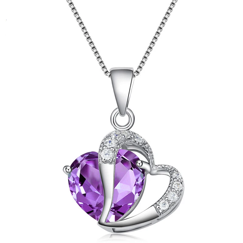 engagement heart crystal pendants necklaces  (2)