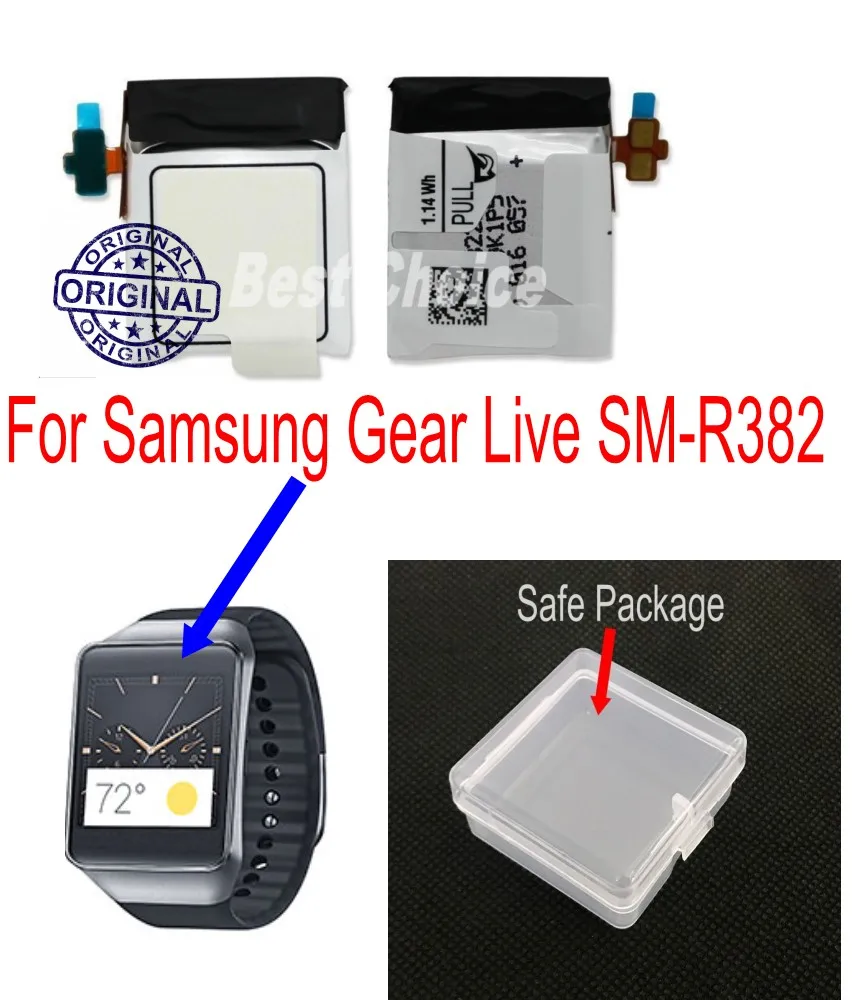 

300mAh Original 1.14Wh Battery for Samsung Gear Live R382 Smart Watch SM-R382 Battery