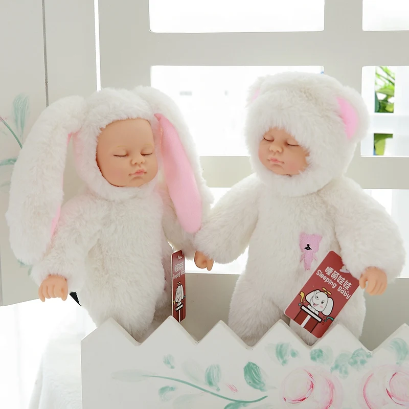 25 см силиконовая кукла reborn baby doll 17 дюймов спящие Младенцы reborn closplay кролик розовый белый Рождественский подарок для детей