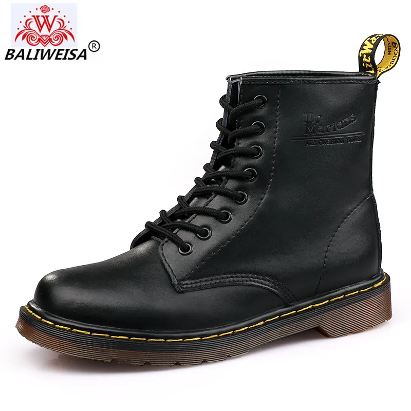 

BALIWEISA 2019 Men's Boots Martens Leather Winter Warm Shoes Motorcycle Mens Ankle Boot Doc Martins Autumn Men Oxfords Shoes