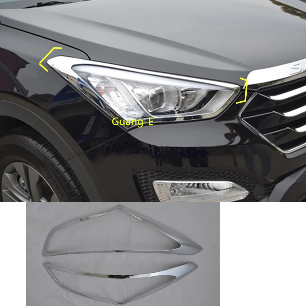 

Car styling cover trim front light head lamp frame parts 2pcs For Hyundai IX45 SantaFe Santa Fe 2013-2018