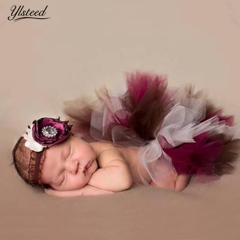 BGFKS 5 Layers Baby Girls Tutu Skirt with Headband and Foot Flower,Tutu Skirt for Newborn Baby Photography Set.