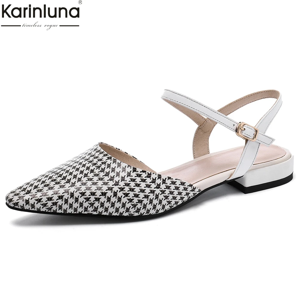 

Karinluna Genuine Cow Leather Big Size 33-43 Buckle Chunky Heels Summer Shoes Woman Sandals Casual Sandals Woman Shoes