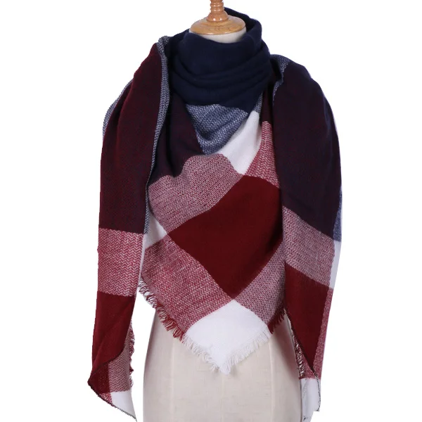 Зимний Элегантный треугольный шарф для женщин, шаль, кашемировый плед, простые и благородные шарфы, одеяло - Цвет: triangle navyblue
