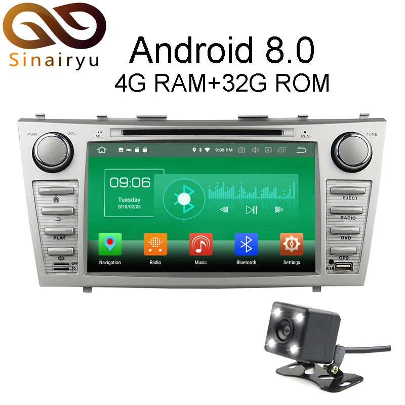 

Sinairyu 4G RAM Android 8.0 Car DVD For Toyota Camry 2006 2007 2008 2009 2010 2011 Octa Core 32G ROM Radio GPS Player Head Unit