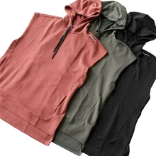 Мужская майка на бретельках толстовка с капюшоном Спортивные тренажеры фитнес тренировки Повседневная мода майка жилет баскетбол спортивная одежда