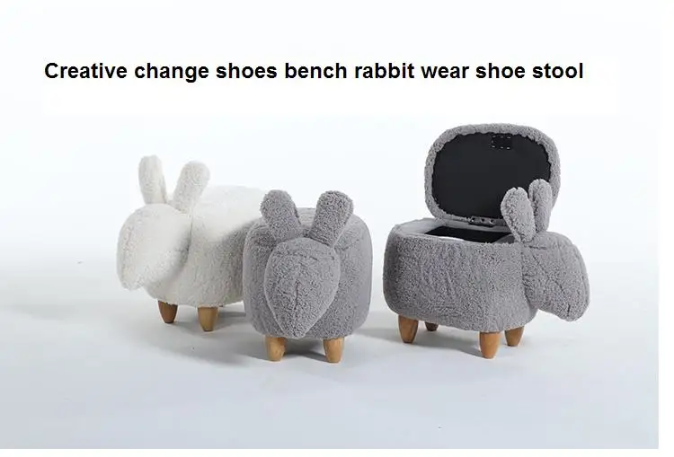 

Creative Change Ladies Bunny Wear Shoe Stool Modern Simple Stool Rabbit Test Stool